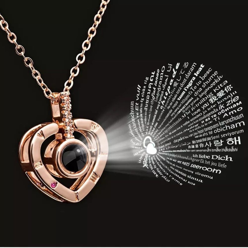 I Love You Projection in 100 Languages Necklace
